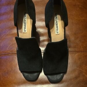 Karl Lagerfeld Black Suede Mules - Size 10